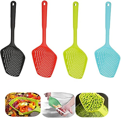 LATRAT 4 pezzi paletta scolapasta in plastica, accessori da cucina per arrostire pasta, spaghetti noodle creativo e utile