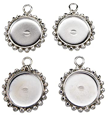 XieXie 4 Stück 925 Sterling Silber Fassungen für 12mm Cabochons Schmuck Bastel Experten DIY