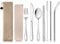 HaWare 9 Piece Travel Cutlery Set, Stainless Steel Compact Flatware for 1, Knife, Fork, Spoon, Chopsticks, Cleaning Brush, Straws, Portable Case & Bag, Portable & Reusable(Wheat)