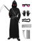 Formemory Sensenmann Halloween Kostüm für Kinder Herren - 7-Teilig Mit Brille, Sense, Kette, Gürtel für Cosplay (Kinder-XL, Schwarz)