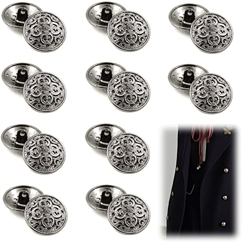 XCSJ 20 Stück Knöpfe Metall Vintage Metallknöpfe Ösenknöpfe Vintage Antike Metall Blazer Knöpfe Metall Blazer Knöpfe Rund Metallknöpfe für Mantel, Blazer,Hemd, Jacke,Uniform (Schwarz)
