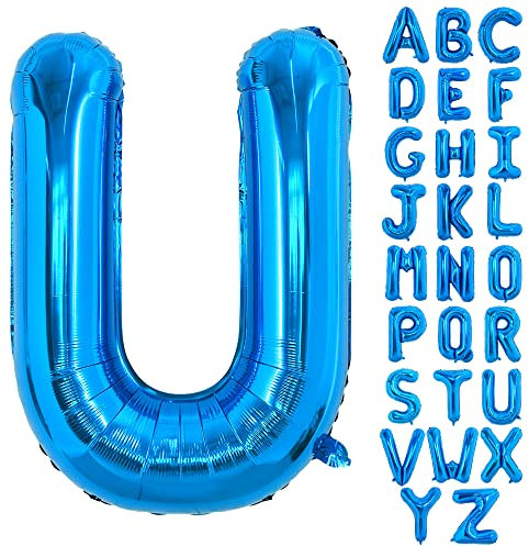 TONIFUL 40 Zoll großer Blau Buchstabe U Ballon, riesiger Buchstabenballon, großer Folienballon für Geburtstagsfeier, Jubiläumsdekoration