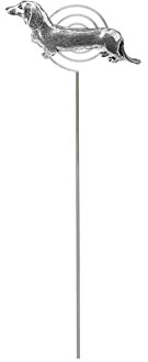 pp-d24 Dachshund Dog English pewter on a METAL ornamental flowerbed garden memorial plant window box sign stake gfass