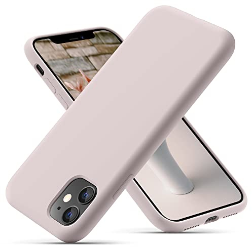 OitiYaa Silicone Case Compatible with iPhone 11 Case 6.1 Inch, Soft Ultra Slim Protective Shockproof Liquid Silicone Phone Case with Anti-Scratch Microfiber Lining,Chalk Pink