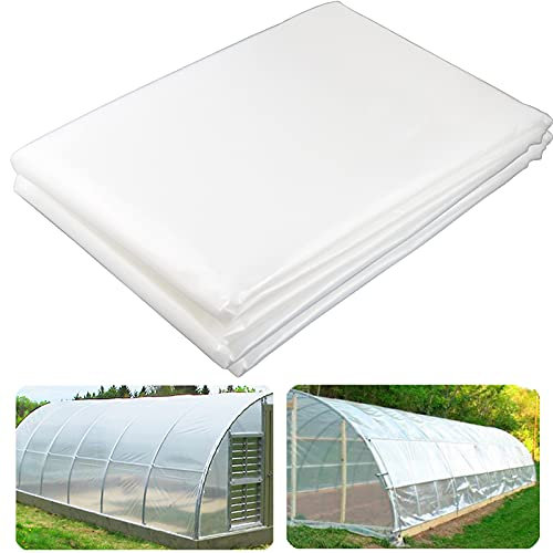 Yowlieu Bâche en plastique transparent de 2,4 m x 7,6 m, film en polyéthylène résistant aux UV pour serre agricole, jardin