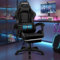 ELFORDSON 2-point Massage Gaming Chair with XL Lumbar Cushion Head Pillow, Ergonomic Computer Racing Chairs High Back 150° Reclining Adjustable for Kids Adults, Black