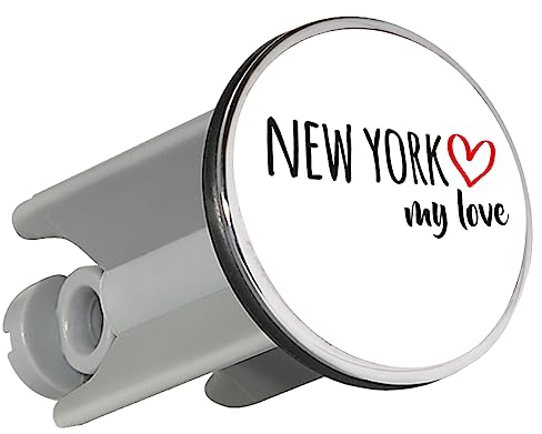 Huuraa Waschbeckenstöpsel New York My Love Geschenk Stopfen 4cm höhenverstellbar 6,5 bis 8,5cm New York Geschenkidee