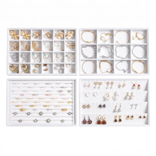 Frebeauty - Bandejas de joyas para cajón, juego de 4 organizadores y
