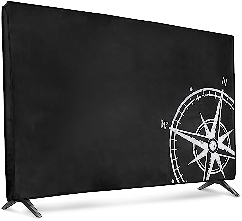 kwmobile Dust Cover for 40 TV - Flat Screen TV Protector - Navigational Compass White/Black