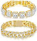 Dochais Modeschmuck Tennis Strass Armband Damen,18K Gelbgold Vergoldet Armband,2PCS Infinity Armbänder für Frauen und Mädchen,Cubic Zirkonia Tennis Armband Damen (Gold)