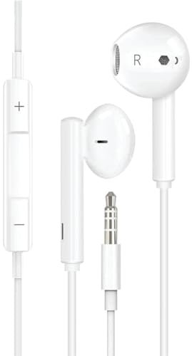 Écouteurs Intra-Auriculaires, Écouteurs avec Prise Jack 3,5 mm avec Microphone Contrôle du Volume Anti-Bruit Casque Stéréo Ergonomique, Deep Bass pour iPhone, iPad, Huawei, Android, PC