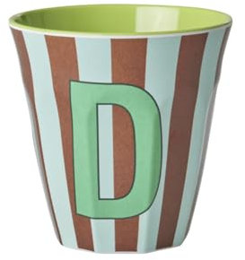 VARZI Selezione Cartoleria 1956 Rice Bicchiere Melamina Lettera D Striscie Azzurre E Marroni