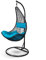Cesta Colgante XN-2005 - Silla Colgante con Soporte, Cojín |Columpio Colgante para Interior y Exterior | Estructura Metálica (Azul)