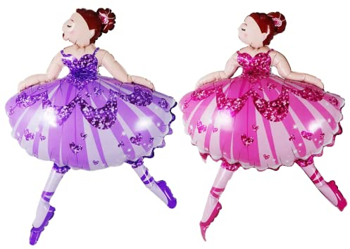 XXL Palloncini Principessa del Balletto, Palloncini Rosa e Viola Ballerina, Palloncini Compleanno Ragazze del Balletto per Feste di Compleanno per Bambini, Baby Shower, Regali Balletto