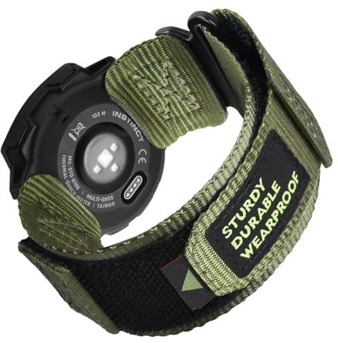 OTOPO Uhrenarmbänder für Garmin Instinct/Instinct 2 Solar/Instinct3 45mm Armband, Robust Nylon Sport Ersatzarmband für Herren und Damen für Garmin Instinct Tactical/Esports/Solar/Tide -Grün