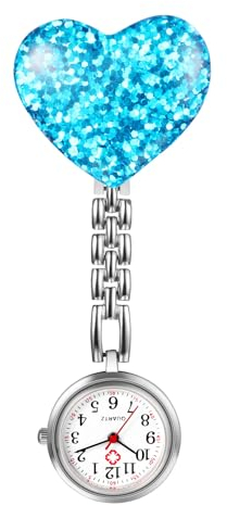Silverora Taschenuhr Krankenschwester Uhren Schwesternuhren: Herz Leicht Ablesbare Pflegeruhr mit Clip Fob Uhr Ansteckuhr Liebe Pulsuhren für Ärzte Pfleger Blau