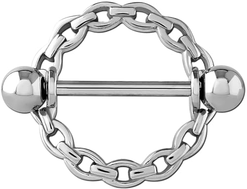 viva-adorno Nippelpiercing Brustpiercing Brustwarzenpiercing Schild Glieder Kette Ring Barbell Piercing Z578, silber