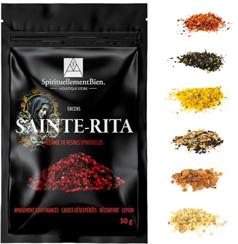 Incienso Religioso Litúrgico – Resina Eritrea en Granos Sagrada – Fumigación y Oraciones Sagradas, Intenciones Divinas - Wicca - Alternativa Incienso en Barra-Cono (Santa Rita, 50 gr)