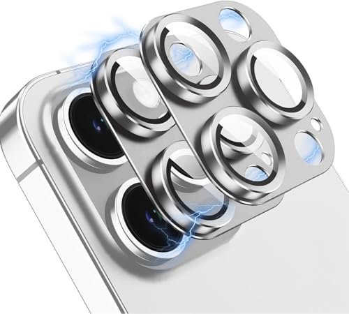 OAproda Confezione da 2 protezioni per obiettivo della fotocamera per iPhone 16 Pro Max/16 Pro/15 Promax/15 Pro/14 Pro Max/14 Pro, protezione antigraffio per obiettivo a gradini 9H, in lega di