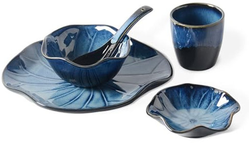 Juego De Vajilla De Porcelana De 20 Piezas para 4 Personas con Esmalte Reactivo Vajillas Completas Baratas