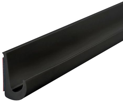 Inscrip Grondaie per camper, grondaia, grondaia, a forma di J, in PVC a forma di J, per auto, camion, camper, barca, auto, furgone, porta (nero, 1 m)