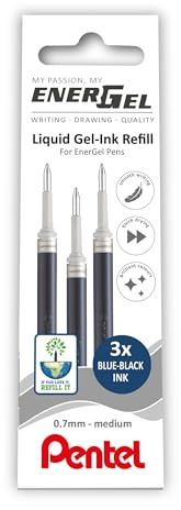 Pentel EnerGel 0.7mm Refill Wallet of 3 - Blue Black
