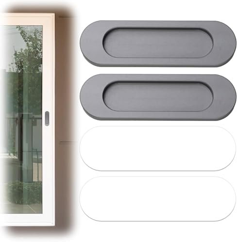 Dumhuts 2 maniglie autoadesive ovali scorrevoli in lega di alluminio, design moderno, senza foratura, per porte di fienili, finestre, armadi (grigio, 148*35 mm)
