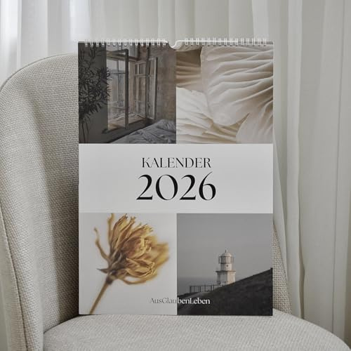 AusGlaubenLeben® | Christlicher Kalender 2026, ermutigende Bibelverse, modern, minimalistisch, biblischer Wandkalender, Jahreskalender christlich, Monatskalender, Familienkalender | Größe A4