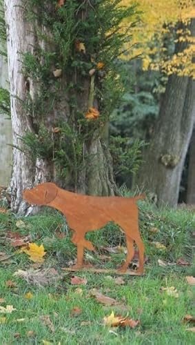 Der-Porzellan-Laden Jagdhund Sam, Gartendeko Rost Deko für draußen, Edelrost Hund Silhouette, 30 x 32 cm, wetterbeständige Outdoor Metallskulptur für Gartenliebhaber