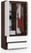 BDW Kleiderschränk 2 Türen, 4 Einlegeböden, Kleiderständer, 2 Schubladen, Mehrzweckschrank, Schubladenschrank, Garderobenschrank für Schlafzimmer, Wohnräume, 180x90x51cm, Wenge/Weiß