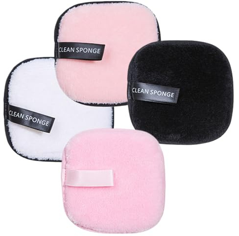 Waschbare Make-up-Entferner-Pads, 4 Stück, wiederverwendbare Gesichtspads für sanfte Reinigung, umweltfreundliche und weiche Gesichtspads, Bio-Baumwolle, runde zum Entfernen von Make-up, Mascara