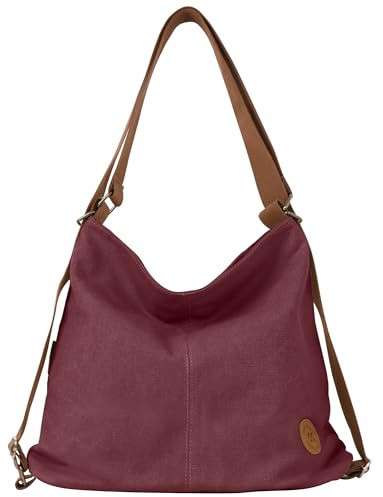 Ausing Damen Große Canvas Tote Bag 4-in-1 Convertible Rucksack Canvas Leichte Crossbody Umhängetasche für Arbeit Reisen