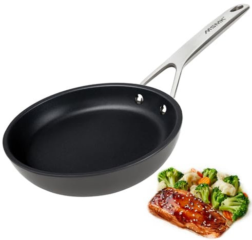 MSMK 20 cm Bratpfanne, Antihaft-Pfanne, Antihaftbeschichtung des GRE Induktion auf Edelstahlbasis von 4 mm, Sicherheit der Öfen, Sicherheit der Spülmaschine(grau, 20 cm)