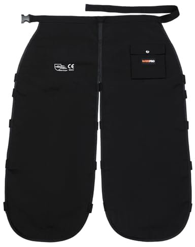 WISEPRO Leggings universali di sicurezza per motosega, a 8 strati, regolabili, per motosega, protezione forestale, solo protezione frontale, Nero , Taglia unica