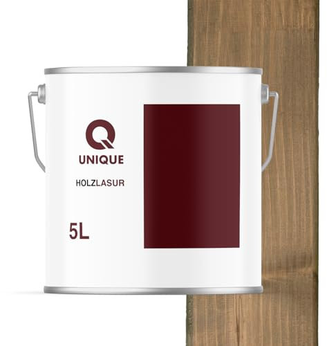 Q UNIQUE Holzlasur Seidenmatt 5L | Farbton: Braun-grau 7013 | Holzschutz für außen & innen | UV-beständig & wetterfest | Für Zäune, Gartenmöbel, Terrassen, Fassaden