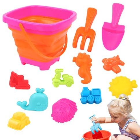 Strandeimer für Kinder – Flügel und Schaufel für Kinder, Bausatz Burgen mit klappbarem Eimer, Sommerspiele für den Außenbereich zum Graben und Spielen mit Sand