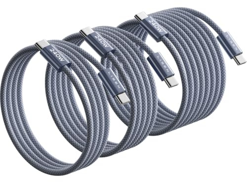 LISEN USB C to USB C Cable, 240W Fast Charging Cable (3.3FT+6.6FT+10FT) | 3-Pack, Midnight | for iPhone 17/16/15 Series, MacBook Pro/Air/Neo, iPad Pro/Air, Laptop