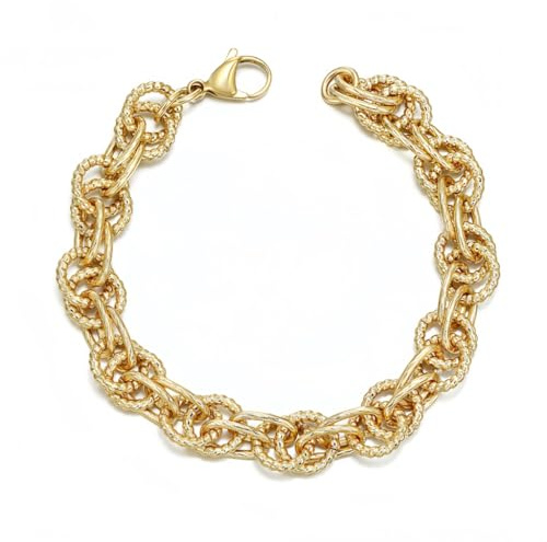 Generico Bracciale catena doppia intrecciata, antiallergico, confezione regalo