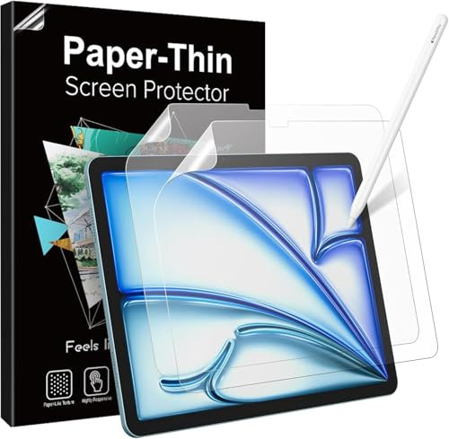 TiMOVO 2 Stück Wie Papier Displayschutzfolie Kompatibel mit iPad Air 13 Zoll (M3/M2-2025/2024) (A2898 A2899 A2900), Schreiben und Zeichnen wie auf Papier, Blendfrei Kratzfest Schutzfolie