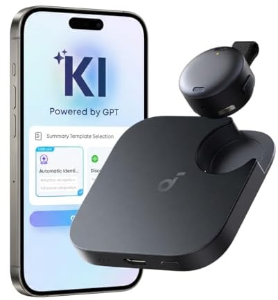 soundcore Work by Anker, KI Voice Recorder, MFi-Zertifiziert 8GB | Digitales Diktiergerät mit KI-Schreibfunktion und Spracherkennung, kombinierte Protokolle für Meetings und Vorlesungen