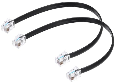 QUARKZMAN 2 Cavi Telefonici, 0.7ft Cavo Telefono RJ12 6P6C Maschio A Maschio Cavo Dritto Per Apparecchio Telefonico Per Casa, Ufficio, Nero
