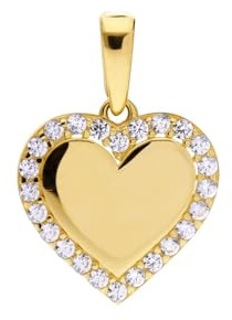 Lucardi - Damen 9-Karat-Herzanhänger mit Zirkonia-Steinen - Anhänger - 375 Gold - Gelbgold - Nickelfrei