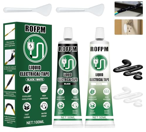 2PCS FlüSsiger Isolierklebstoff, Schwarz+Weiß, FlüSsiggummi Isolierband, Liquid Insulating Rubber, Wasserdicht Und Schnell Trocknend, Geeignet FüR Alle Arten Von Leitungen Und ElektrogeräTen
