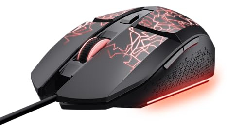 GXTrust Vylax Mouse Gaming con Illuminazione LED Multicolore, Nero | 6 Pulsanti Programmabili, Software Incluso, 200-6400 DPI, Mouse con Filo USB 150 cm per PC Portatile Computer