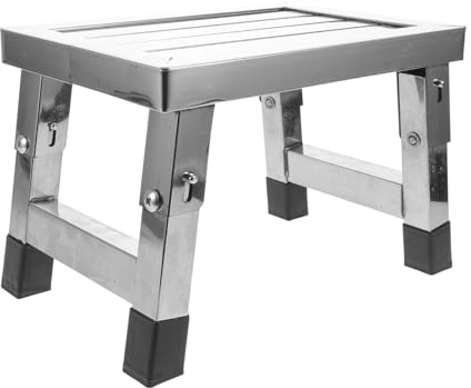 WEKADRIN Tabouret Pliant Acier Inoxydable Portable Siège Compact Antidérapant pour Cuisine Camping et Voyage Petit Escabeau Pliable Ergonomique