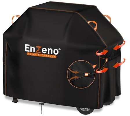 Enzeno BBQ Grill Cover 147x61x122cm Waterproof & UV Resistant, 420D Oxford Fabric Gas BBQ Cover for Weber, Char-Broil, Brinkmann, Outback Outdoor Barbecues, All Weather Dustproof Protection