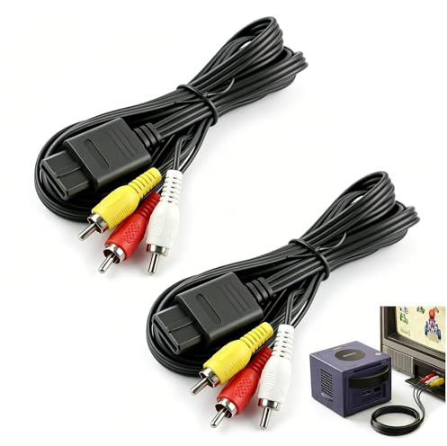 AV Kabel für Nintendo 64 N64, GameCube GC & Super Nintendo SNES – Composite RCA Audio Video Kabel 1,8m – Ersatz Videoanschluss für TV Monitor