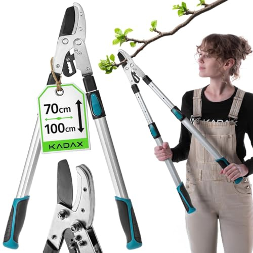 KADAX Amboss Astschere 70–100 cm, Teleskop Baumschere für dicke Äste bis 80 mm, Gartenschere mit rutschfesten Griffen und scharfer Stahlklinge für präzisen Baumschnitt