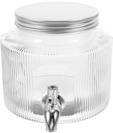 TINEASUR Dispensador de Agua Fría Nevera Cristal Jarra de Vidrio de 2.8l y Grifo para Bebidas, Contenedor de Jugo de Gran Capacidad Adecuado para Uso en Casa y Cocina
