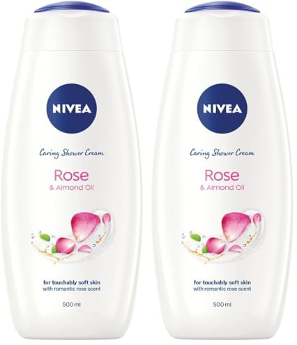 Nivea Caring Shower Gel Indulgent Moisture Rose Cream, 500 ml (Pack of 2)